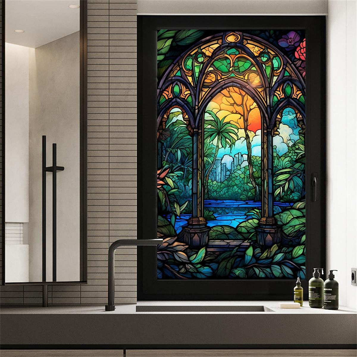 Filme para vitrais, adesivos coloridos para janelas, vitrais eletrostáticos, removível, privacidade, filme decorativo manchado para escritório doméstico de 2025 por $13.99 –P7