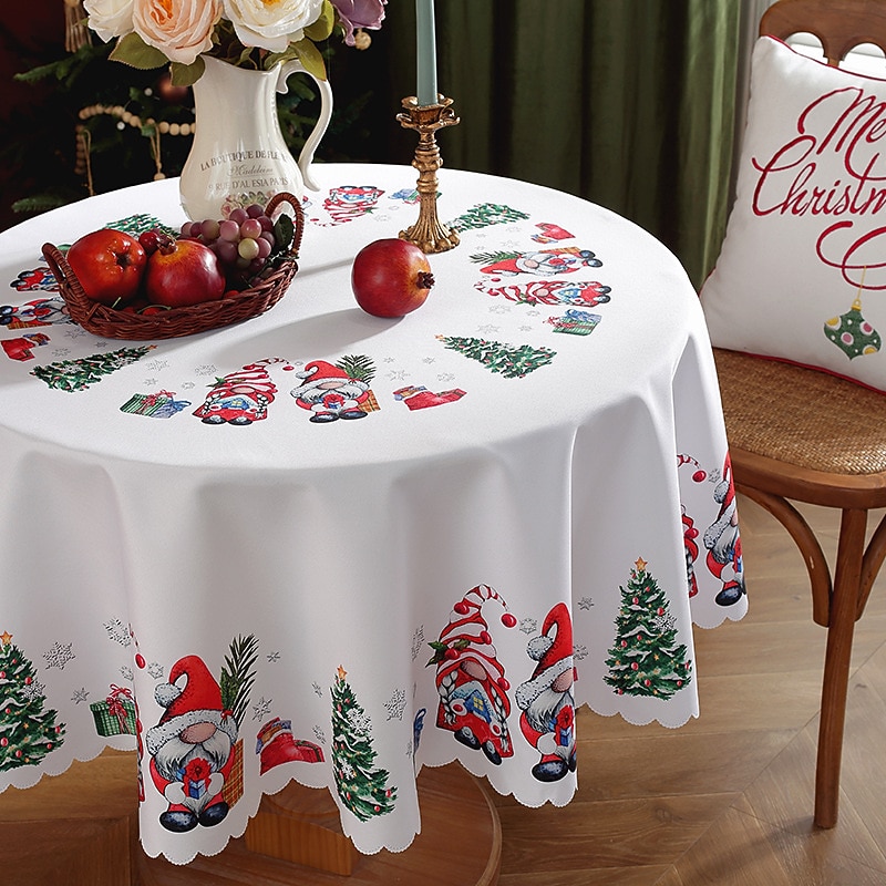 Toalha de mesa redonda à prova d'água e resistente a óleo, cobertura de mesa com decoração de inverno para jantar patry de 2025 por $19.99 –P5