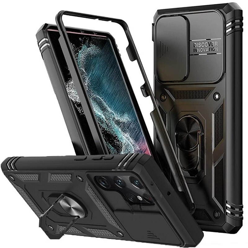 Capinha para Samsung Galaxy S23 S22 Plus Ultra S21 Ultra A14 A54 A52 S25 Ultra Capa Traseira com Suporte Anel Protetor de Lente de Câmera PC de 2025 por $13.99 –P4