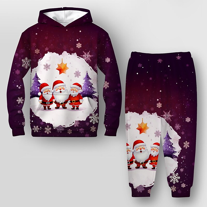 Weihnachten Jungen 3D Weihnachtsmann Weihnachtssets Set aus Kapuzenpullover und Jogginghose Set Langarm 3d Drucken Herbst Winter Aktiv Modisch Cool Polyester kinderkleidung 3-12 Jahre Outdoor Strasse 2025 - $21.99 –P7