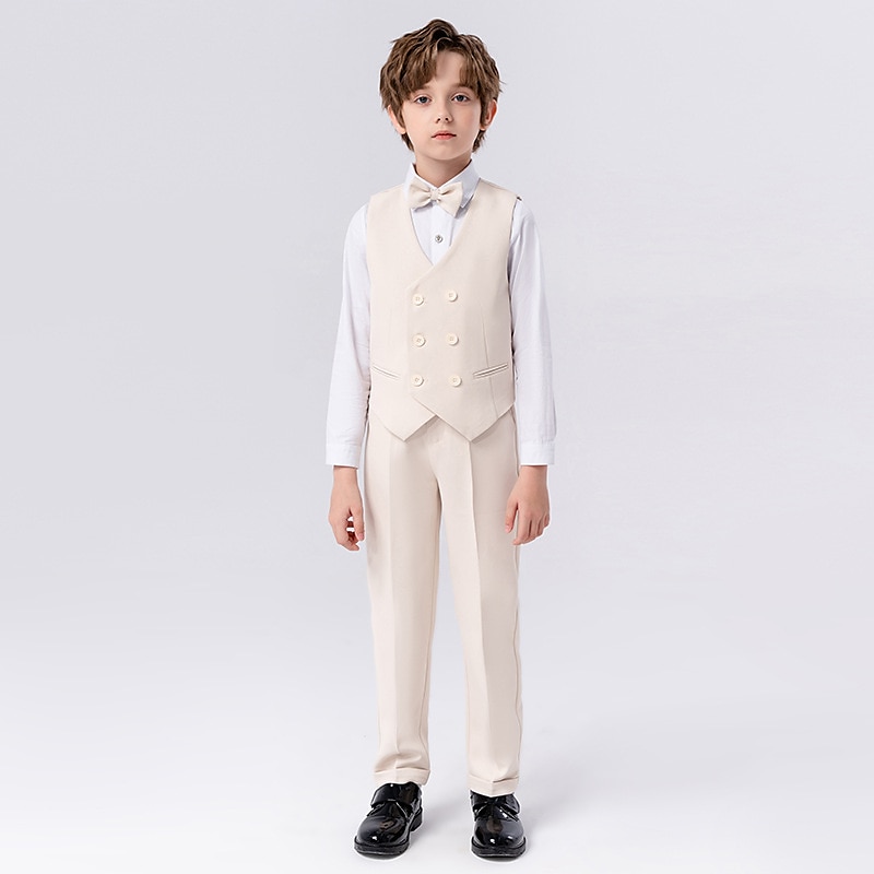 6 deler Barn Gutt Dress og blazer Antrekk Helfarge Langermet Knapp Sett Formell Kul Høst Vinter 7-13 år Grå 5-delt sett (jakke + vest + bukse + sløyfe + Blått 6-delt sett (skjorte + jakke + vest 2025 - $95.99 –P10