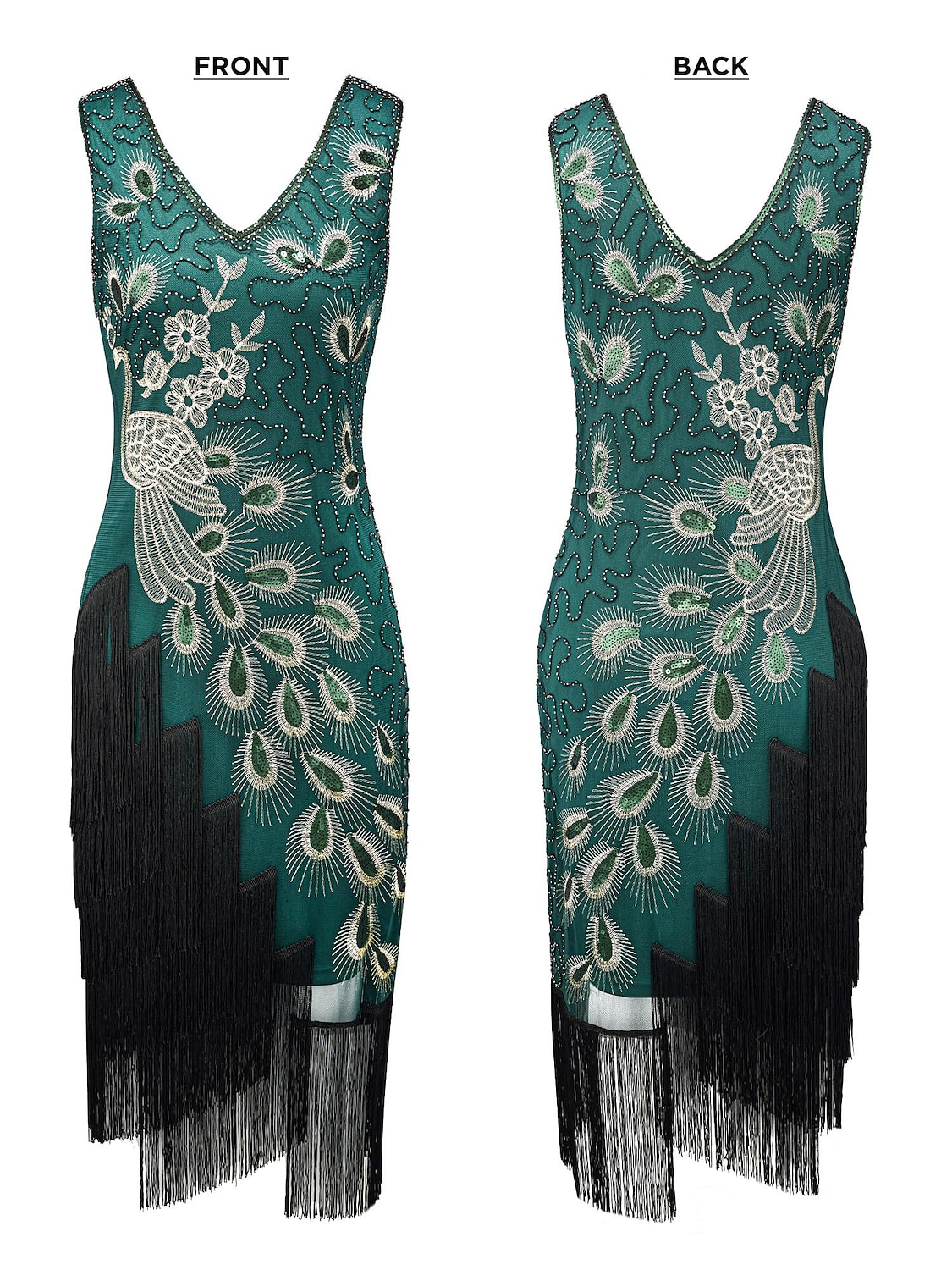 Retro Vintage Loucos anos 20 Anos 20 Vestido melindroso Roupa Conjunto de acessórios O Grande Gatsby Convidado do casamento Paetês Franjas Lantejoula Franjas Decote V Mulheres Dia Das Bruxas Carnaval de 2025 por $47.99 –P8