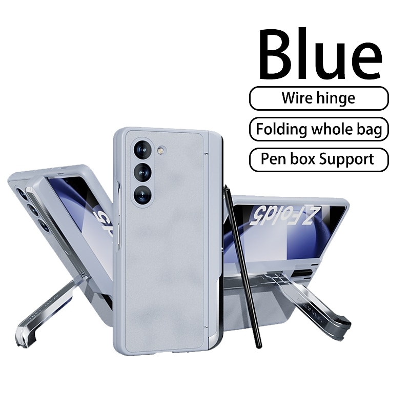 телефон Кейс для Назначение SSamsung Galaxy Z Fold 5 Кейс на заднюю панель со стендом и протектор экрана с электронной ручкой ПК Кожа PU 2025 - $27.99 –P12