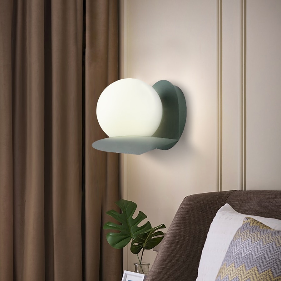 seinävalaisin pyöreä lasi maapallo varjostin seinäkiinnitys nykyaikainen macaron metalliseinävalaisin 110-240v 2025 - $116.99 –P16
