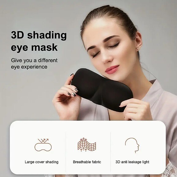 Stereoskopowa maska do spania 3D, magiczna gąbka z pamięcią snu, czarna cieniowana, oddychająca ochrona oczu 2025 - $7.99 –P3