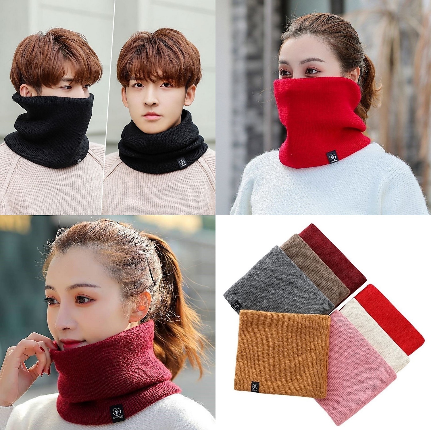 vinterskjerf for menn og kvinner plysj og tykt halsdeksel utendørs sykkelmaske allsidig strikket nakkebeskyttelsesdeksel hodeskjerf 2025 - $6.49 -P11