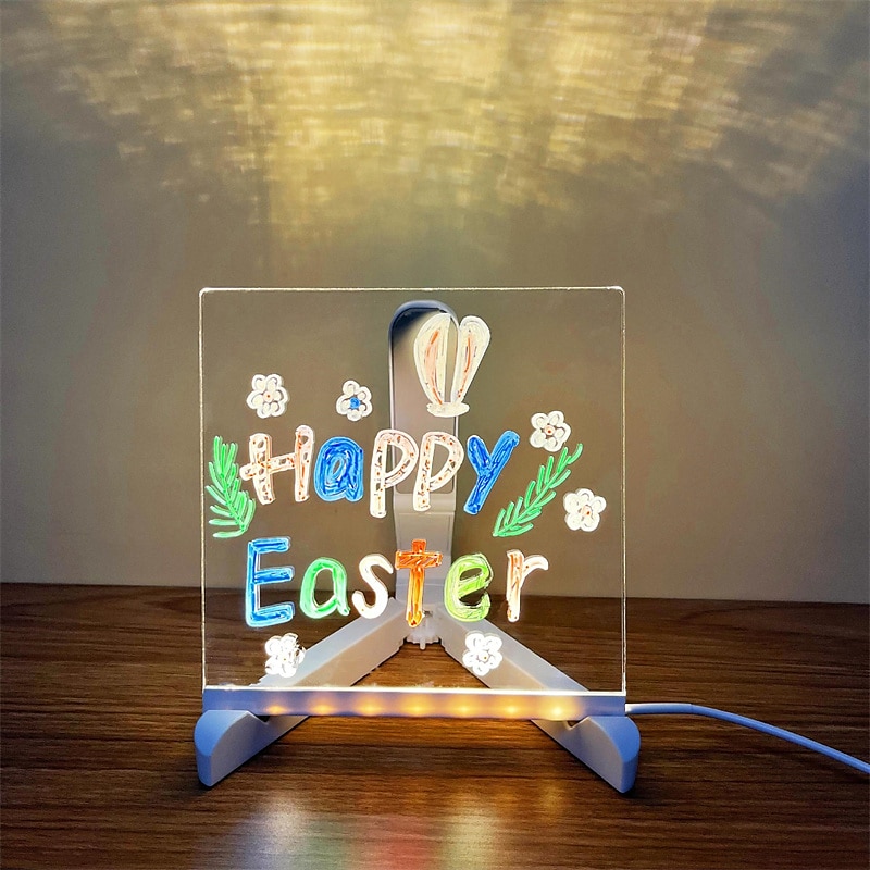 Children's drawing board blackboard transparent double side can be wiped and written acrylic luminous writing board scaffolding desktop message board 2025 - $25.99 –P1