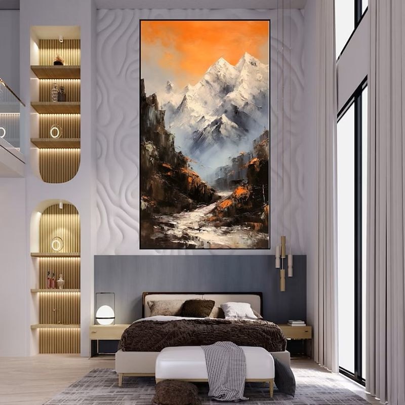 Handmade Hand Painted Oil Painting Wall Art  Large Size Contemporary Golden Mountains Home Decoration Decor Rolled Canvas No Frame Unstretched 2025 - $100.99 –P20