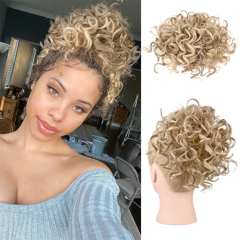 Correa Coletas Mujer / Suave / Clásico Pelo sintético Pedazo de cabello La extensión del pelo Rizado Media Fiesta / Noche / Ropa Cotidiana / Vacaciones 2025 - $11.49 –P3
