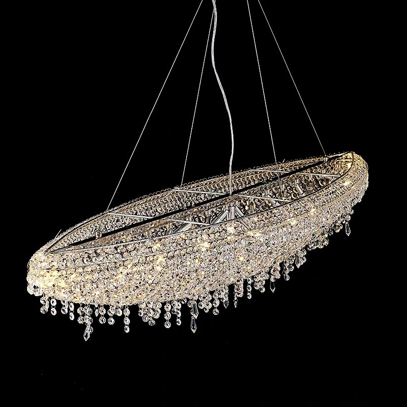 lysekrone led krystall 80 cm /8 lys flush mount lys spiraltrapp lang lysekrone villa trapp lys duplex lysekrone 110-240v 2025 - $1513.49 –P5