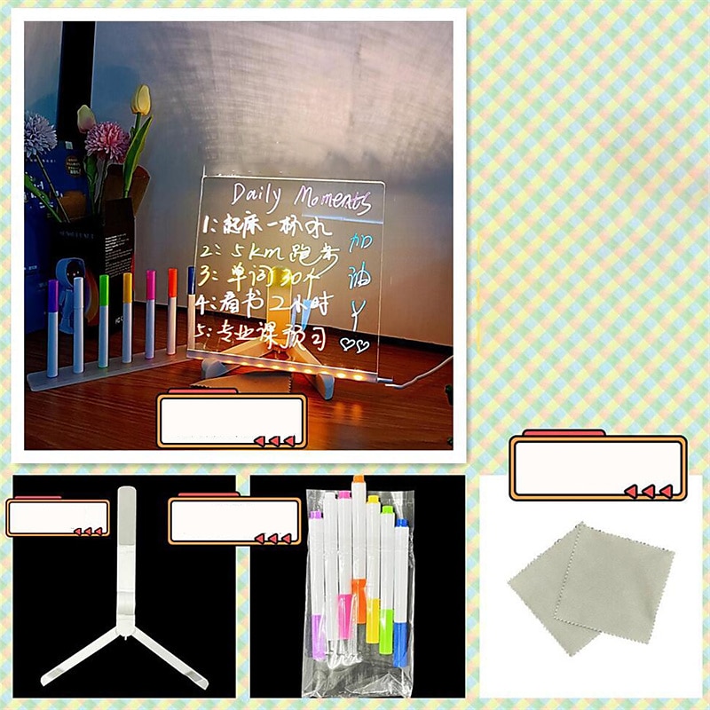 Children's drawing board blackboard transparent double side can be wiped and written acrylic luminous writing board scaffolding desktop message board 2025 - $25.99 –P4