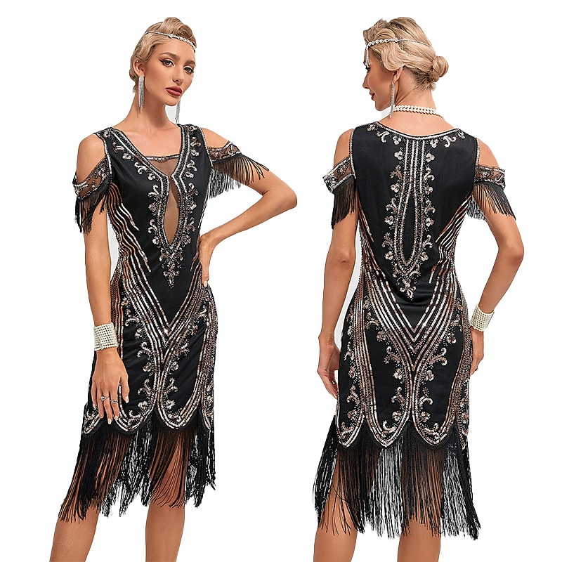 Retró Ordító 20-as évek 1920-as évek Flapper ruha Ruhák Álarcosbál A nagy Gatsby Esküvői Vendég Flitter Rojt Női Álarcos mulatság Esküvő Esküvői vendég Buli / Este Felnőttek Ruha Hazatérő ruhák 2025 - $48.99 –P1
