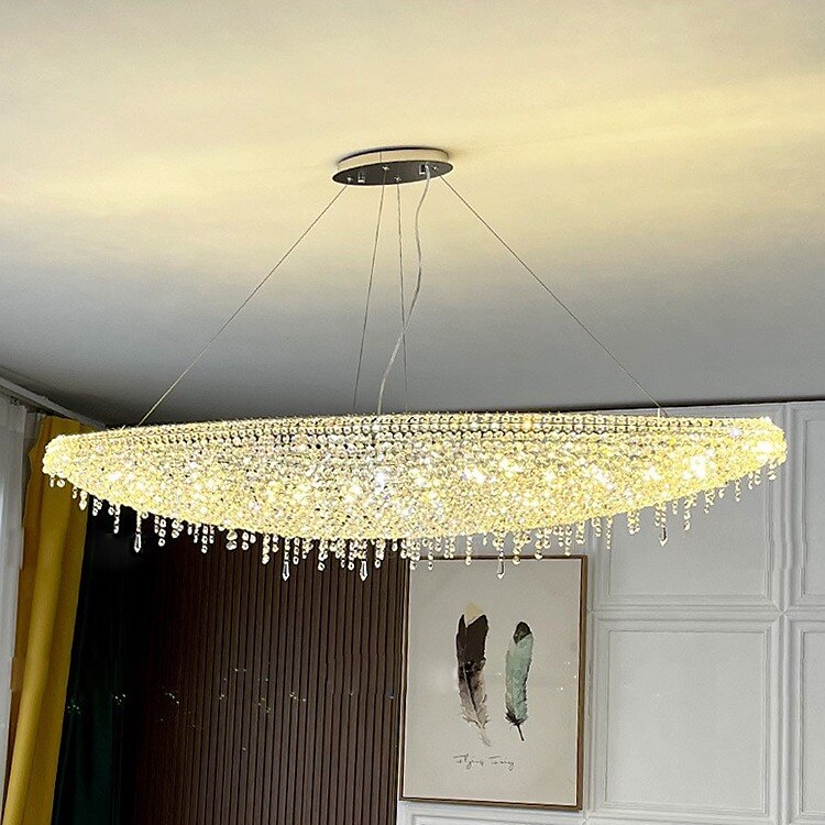 lysekrone led krystall 80 cm /8 lys flush mount lys spiraltrapp lang lysekrone villa trapp lys duplex lysekrone 110-240v 2025 - $1513.49 –P2