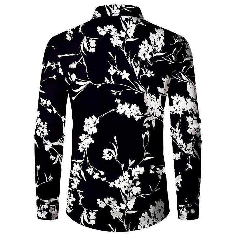 Men's Floral Shirt Button Up Shirt Long Sleeve Casual Daily Wear Going out Fall & Winter Turndown Print Button-Down Black Green 2025 - $24.99 –P1