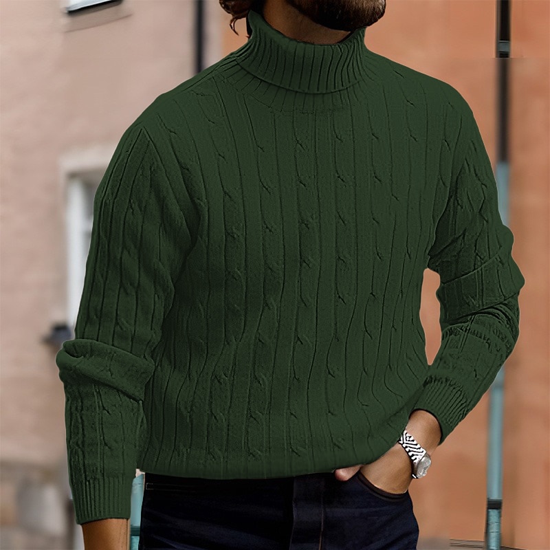 Herre Turtleneck genser Genser Riflet Kabel Strikke Strikket عادي Rullekrage Hold Varm Moderne Moderne Dagligdagstøy Ut på byen Klær Høst vinter Svart Hvit M L XL 2025 - $14.99 –P7