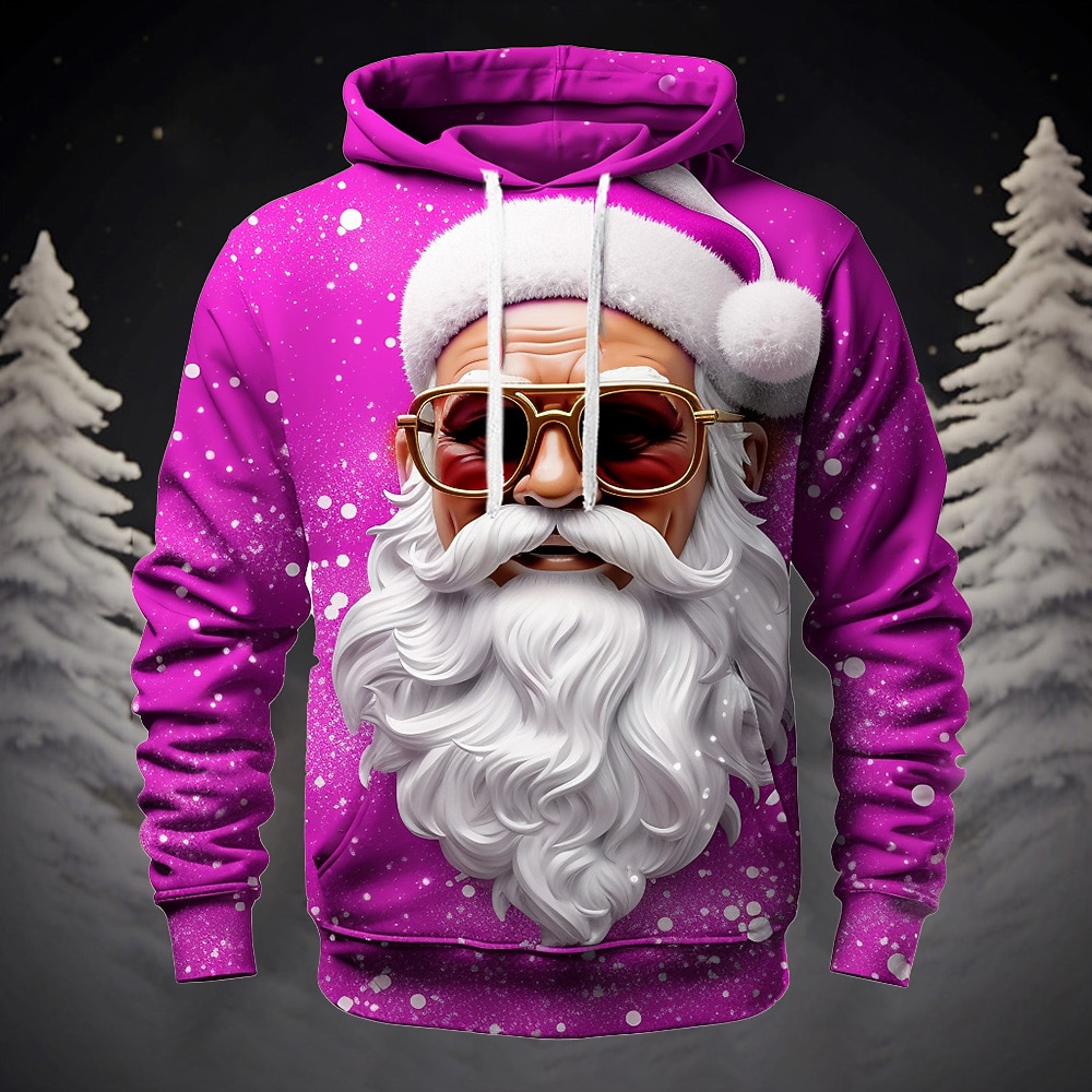 Sweat à capuche 3D Père Noël pour homme, motif graphique, mode Père Noël, impression 3D, sport, extérieur, vacances, jaune foncé, rouge, manches longues, capuche, poche avant, printemps&amp;chemise de 2025 ? $32.99 –P8