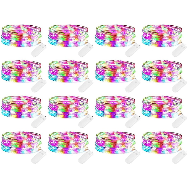 elegante festa di ricevimento di nozze 16 confezioni luci fatate a led a batteria luci a stringa filo d'argento impermeabile 7 piedi 20 led lucciola luci stellate lunari per fai da te festa di nozze del 2025 a $31.99 –P13