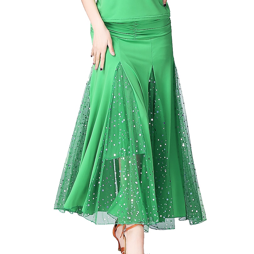 Danse de Salon Jupes Imprimé Couleur Pure Fantaisie Femme Utilisation Entraînement Taille haute Polyester de 2025 ? $40.99 –P4