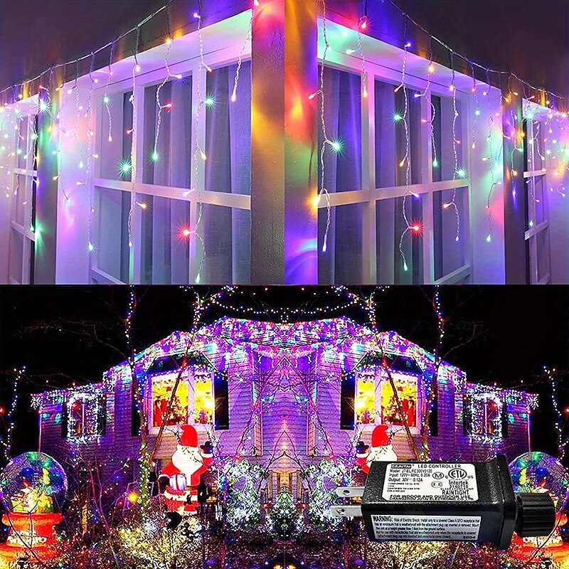 1 confezione di luci natalizie a forma di ghiacciolo, 96 led 4 m 8 modalità e timer, bianco caldo, bianco freddo, multicolore, luci a stringa esterne collegabili impermeabili per vacanze, matrimoni, del 2025 a $18.99 –P10
