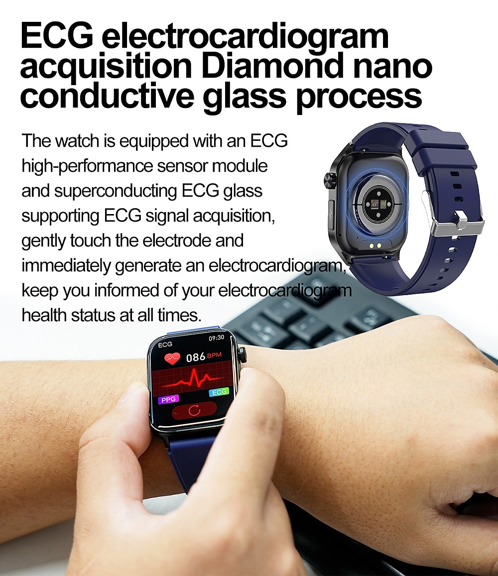 iMosi et580 Smart Watch 2.04 inch Smartwatch Fitness Running Watch Bluetooth ECG+PPG Pedometer Call Reminder Compatible with Android iOS Women Men Long Standby Waterproof Media Control IP68 38mm 2025 - $76.99 –P4