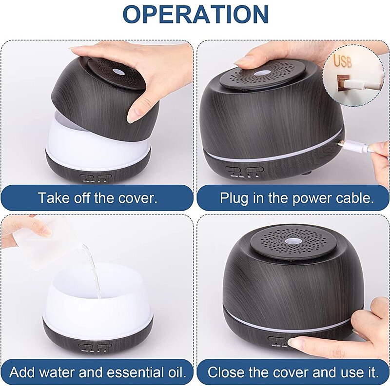 300ML Aroma Essential Oil Diffuser8 Hours Wood Grain Cool Mist Aromatherapy Diffuser with Remote ControlUSB-C Power CableTimer 7 Color Light Changing.Scent Air Humidifier for HomeBedroom 2025 - $28.99 –P6