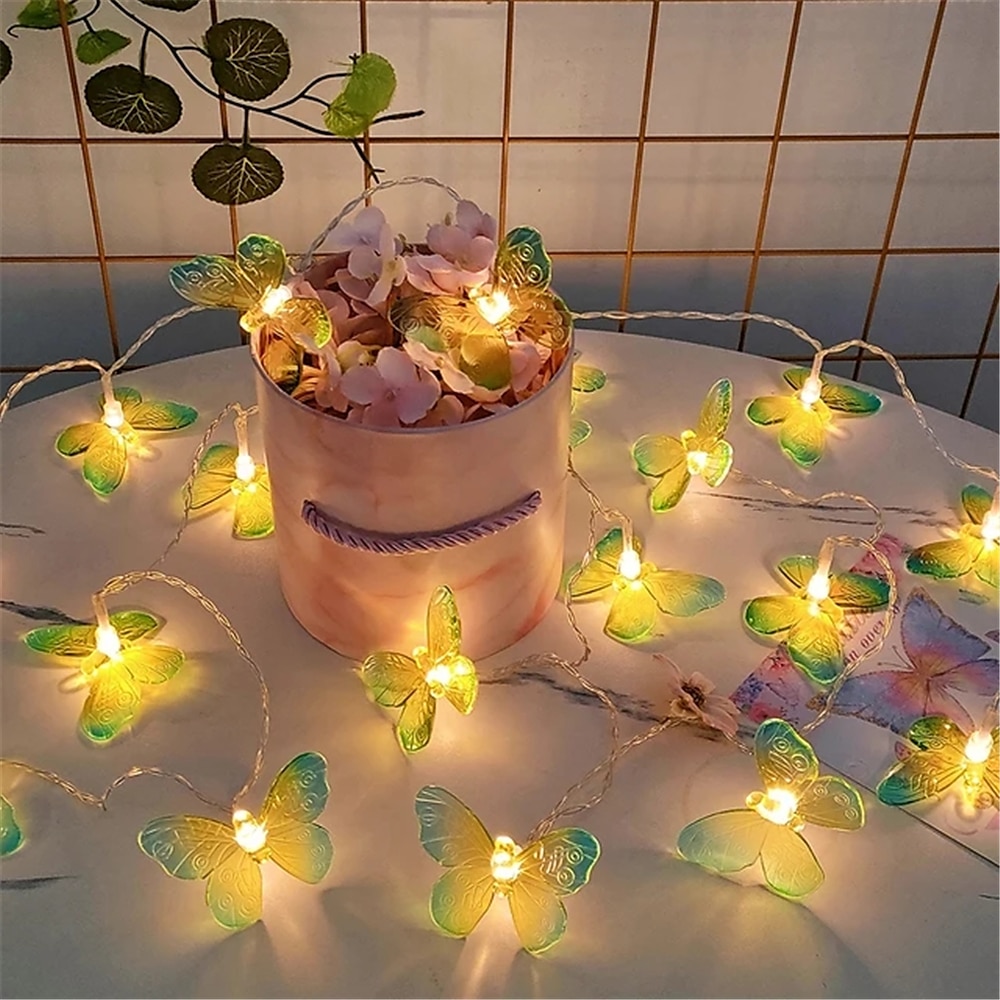 elegant bryllupsmottak fest 10 led led sommerfugllys eventyrslynge lys julekrans til bryllup dekorasjon utendørs rom krans dekorasjon gardinlys 1 sett 2025 - $7.49 –P6