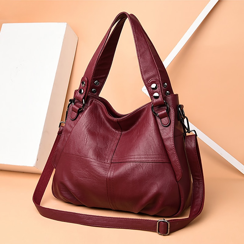Per donna Borsa Borsa a tracolla Borsa a spalla Borsa Boston Pelle PU All'aperto Shopping Quotidiano Cerniera Grande Capacità Impermeabile Durevole Tinta unica Trapuntato Rosso violaceo Nero Bianco del 2025 a $29.25 –P4