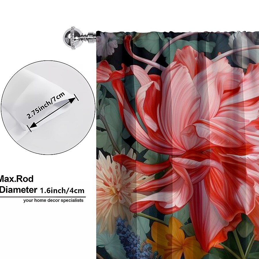 2 Panels Curtains For Living Room Bedroom, Flowers Curtain Drapes for Bedroom Door Kitchen Window Treatments Thermal Insulated Room Darkening 2025 - $22.99 –P7