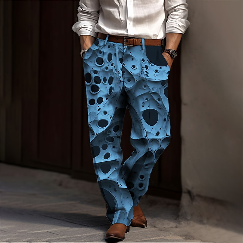 2025年 スケルトン 抽象画 ゴシック 男性用 3Dプリント スーツ パンツ アウトドア ストリート 仕事に着る ポリエステル ホワイト イエロー ブルー S M L ハイウエスト 弾性 パンツ  コレクション – $29.99 –P2