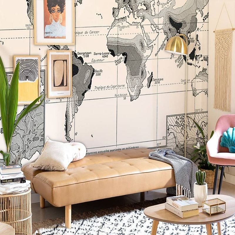 Mapa do mundo papel de parede mural atlas vintage cobertura de parede adesivo peel and stick removível pvc/material de vinil autoadesivo/adesivo necessário decoração de parede para sala de estar de 2026 por $47.99 –P12