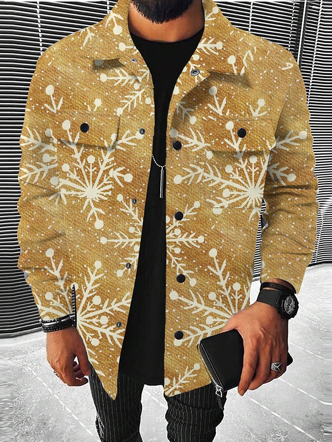 T-shirt De Noël Pour Homme - Chemise De Noël Amusante à Manches Longues - Haut De Vacances Boutonné Pour Les Fêtes De Fin D'année - Chemisier Ajusté, Rose, XL