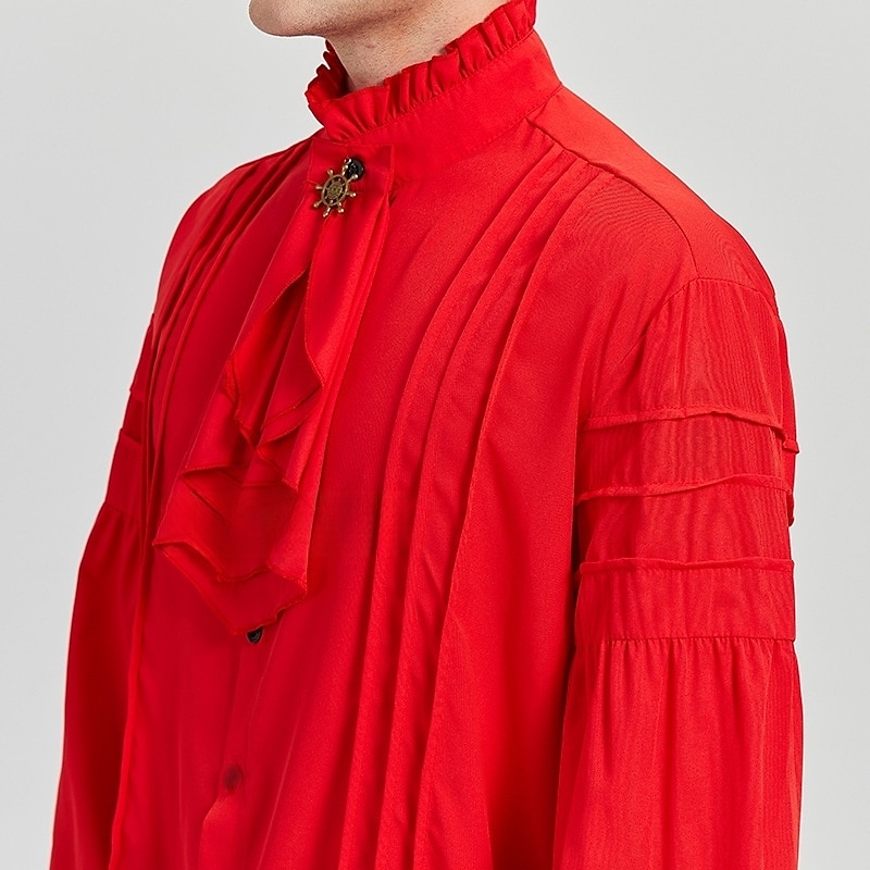 Retro Vintage Punk e gótico Medieval Blusa / Camisa Baile de Máscara Vampiros Cavalheiro Outlander Com Babados Cor Sólida Fantasia Homens Pirata Fantasia Real Carnaval Baile de Máscaras Espetáculo de 2026 por $35.99 –P6