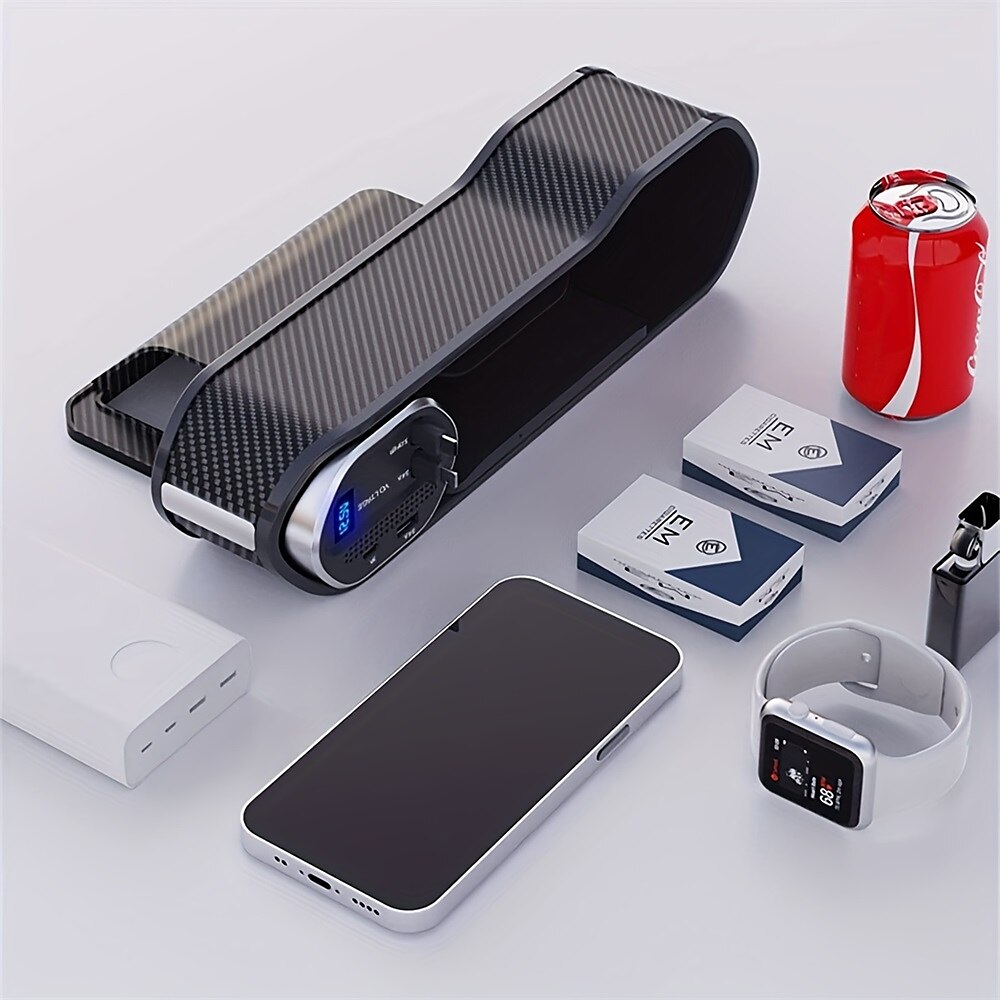 Car Seat Storage Box With Two USB Ports And Two Retractable Fast Charge Cables Interface Car Center Console Side Storage Storage Box 2025 - $49.99 –P11