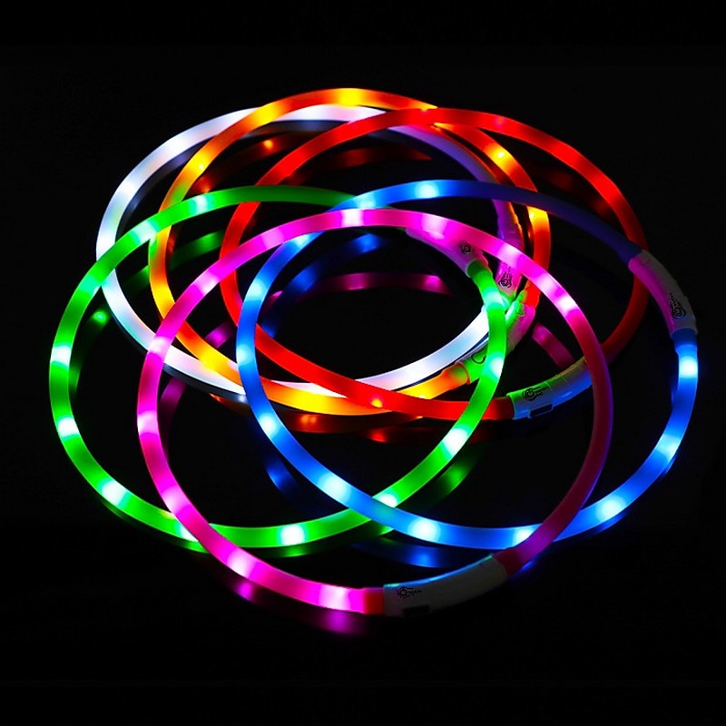 Silicone Dog LED Collar Rechargeable 3 Mode Light Quick Slow Solid More Lighter Softer Night Safety Flashing 70cm Length 2025 - $15.49 –P4