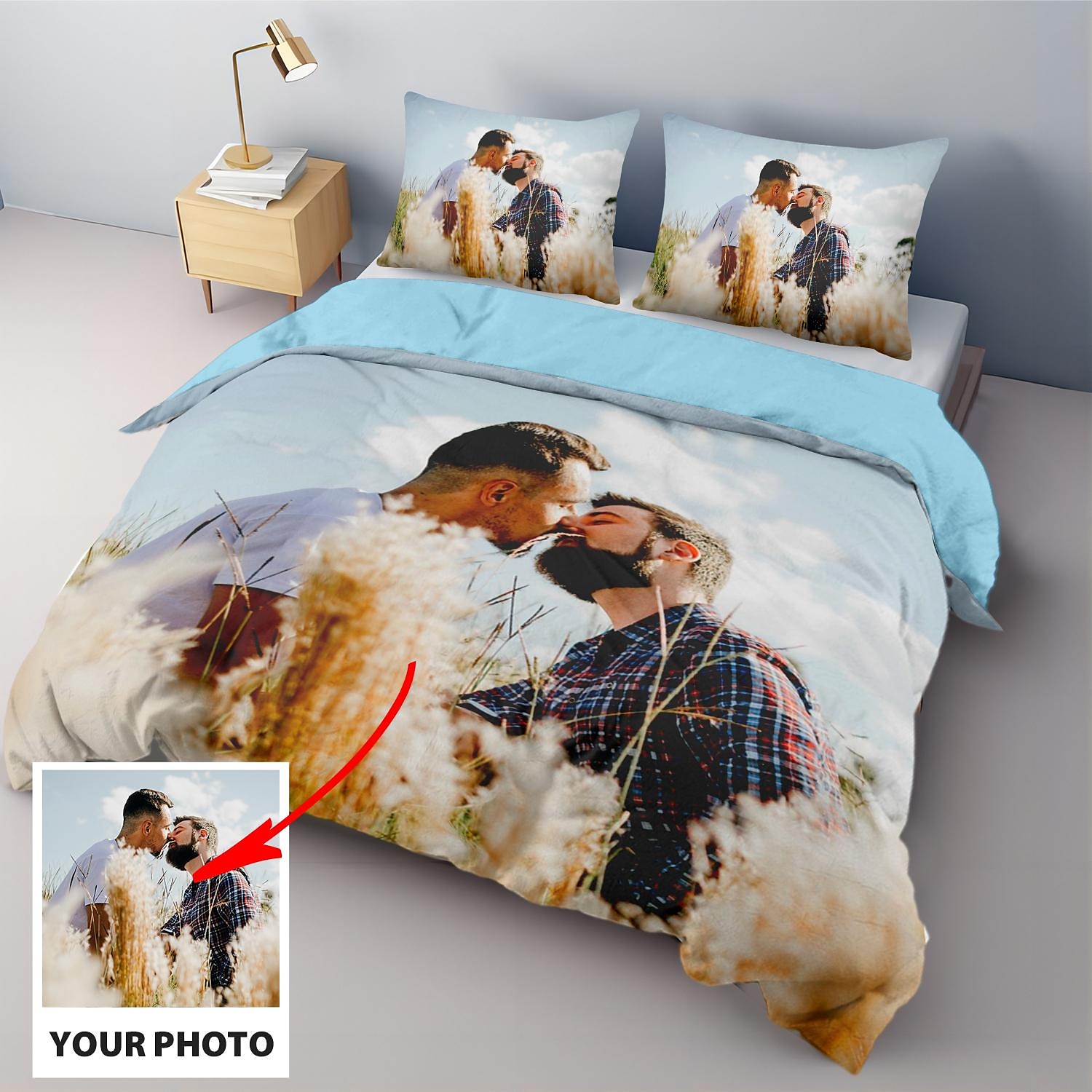 Juego de Ropa de Cama Personalizado Impreso 100% Algodón Natural Regalo Personalizado Juego de Funda de Edredón Juego de Ropa de Cama para un Dormitorio Romántico 2025 - $47.99 -P8