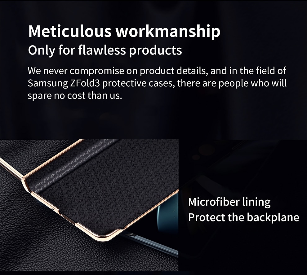 Leather Phone Case for Samsung Galaxy Z Fold 5 4 3 Fold4 Fold5 Gold Plating Magnetic Hinge Stand Back Cover with Mirror Film 2025 - $51.99 –P8