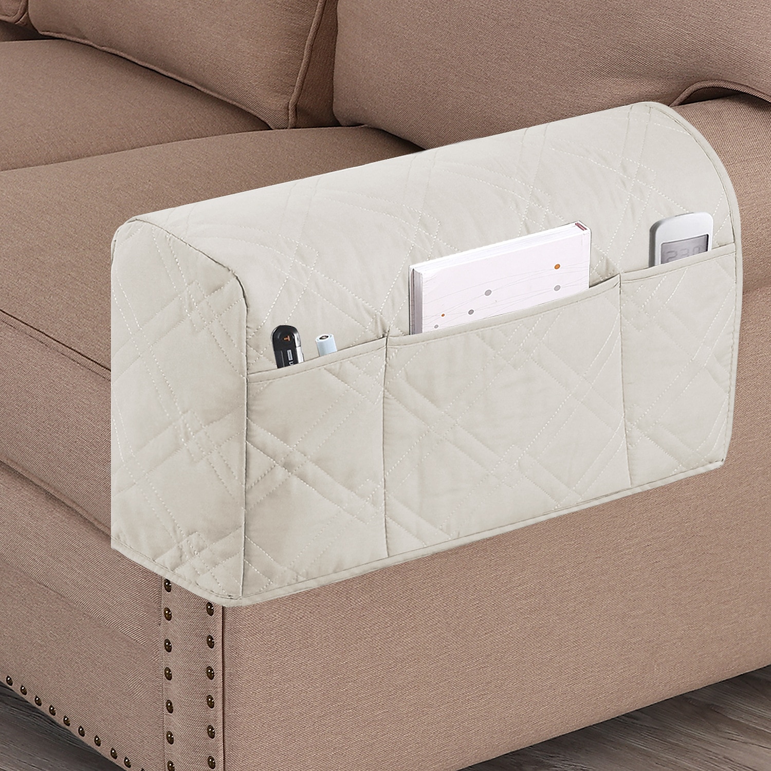 2 peças capas de apoio de braço à prova d'água para cadeiras e sofás capas de braço de sofá para capas de apoio de braço de sofá com bolso lateral protetor de móveis antiderrapante lavável de 2025 por $31.99 –P11