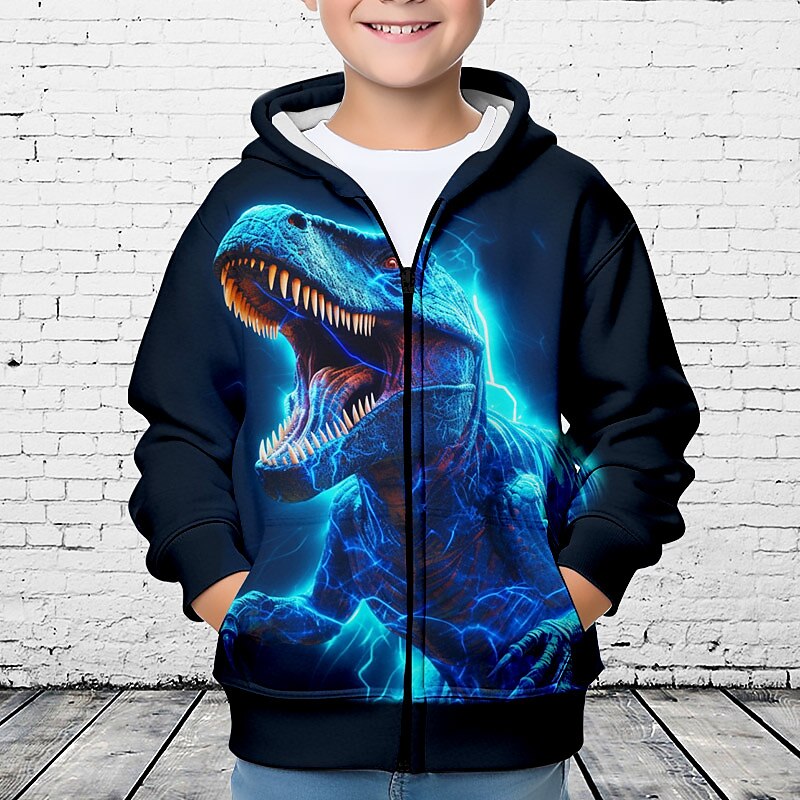 Pojkar 3D Dinosaurie Huvtröja Kappa Ytterkläder Långärmad 3D-tryck Höst Vinter Mode Streetwear Häftig Barn 3-12 år Utomhus Ledigt Dagligen Normal 2025 - $18.49 –P4