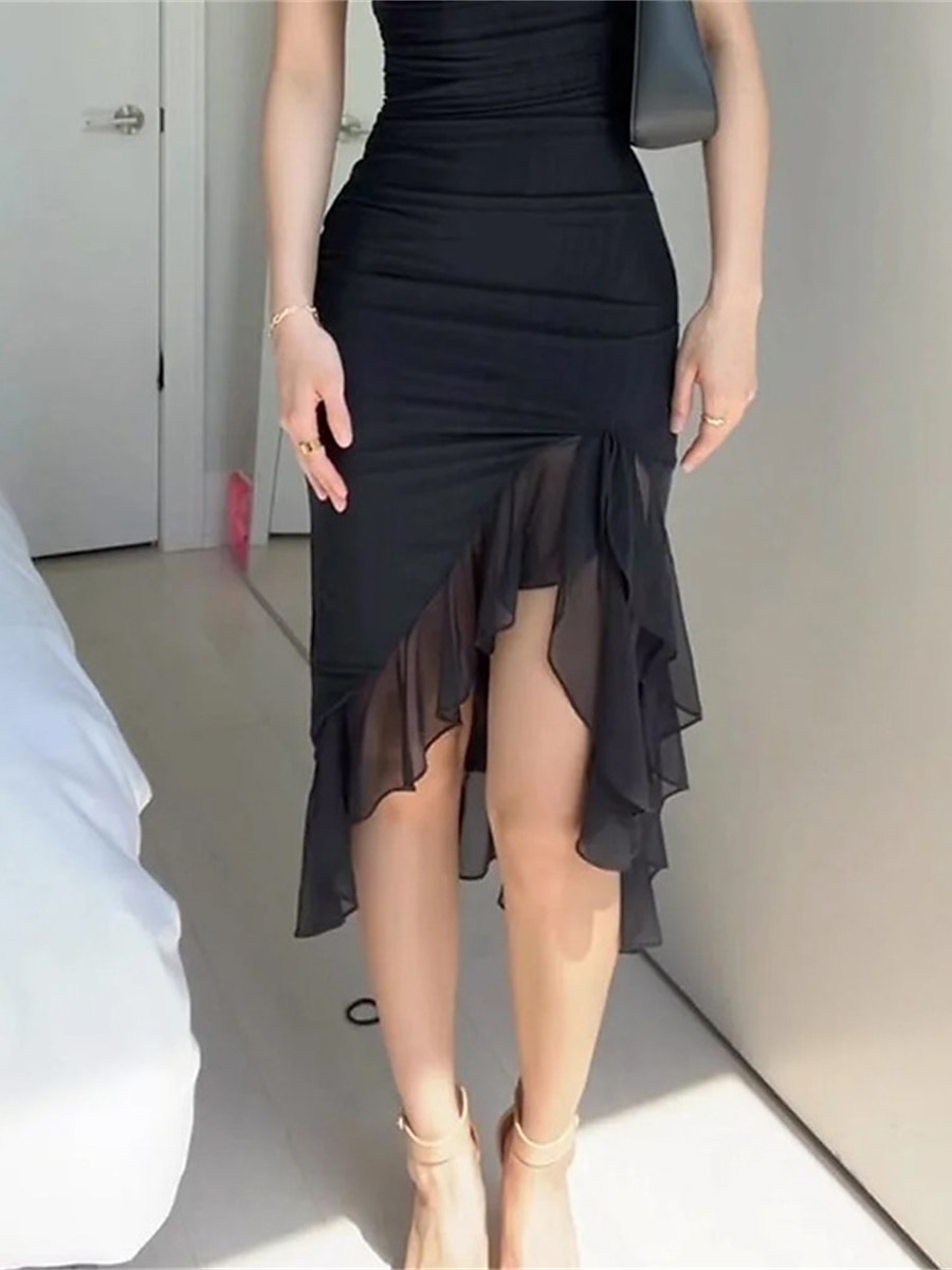 slim fit dress slacks Black Tulle Long Prom Dress, Formal Dress Black Graduation Dresses US 4 / Custom Color main image 1