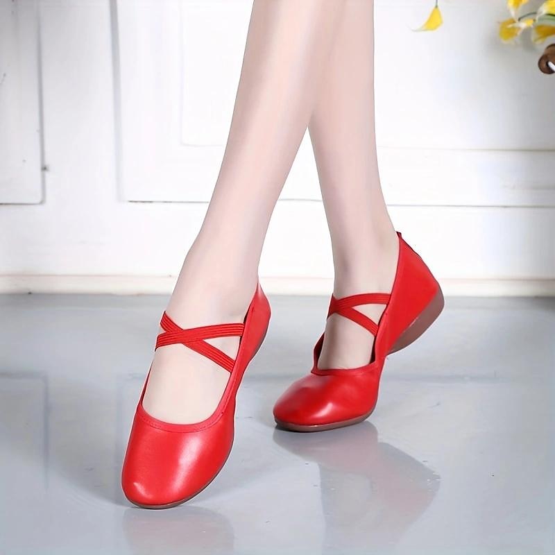 Women's Black Soft Sole Ballet Dance Shoes - Professional Flat Slip-On Shoes with Cross Straps for Practice and Performances 2025 - $26.99 –P5