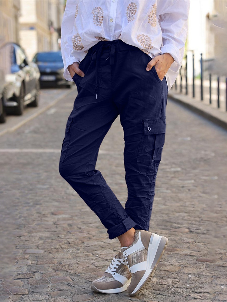 Women's Cargo Pants Pants Trousers Mid Waist Full Length Grey Fall 2025 - $22.99 –P4