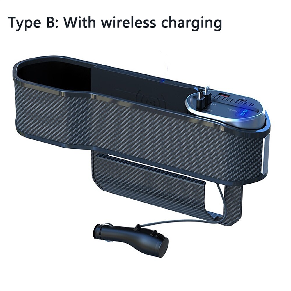 Car Seat Storage Box With Two USB Ports And Two Retractable Fast Charge Cables Interface Car Center Console Side Storage Storage Box 2025 - $49.99 –P3