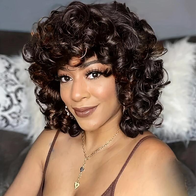 باروكات أفرو مجعد قصيرة مع غرة للنساء شعر مستعار مجعد غريب 2 لهجة شعر مستعار مجعد كبير نطاط رقيق 12 بوصة 2026 - $20.99 –P3