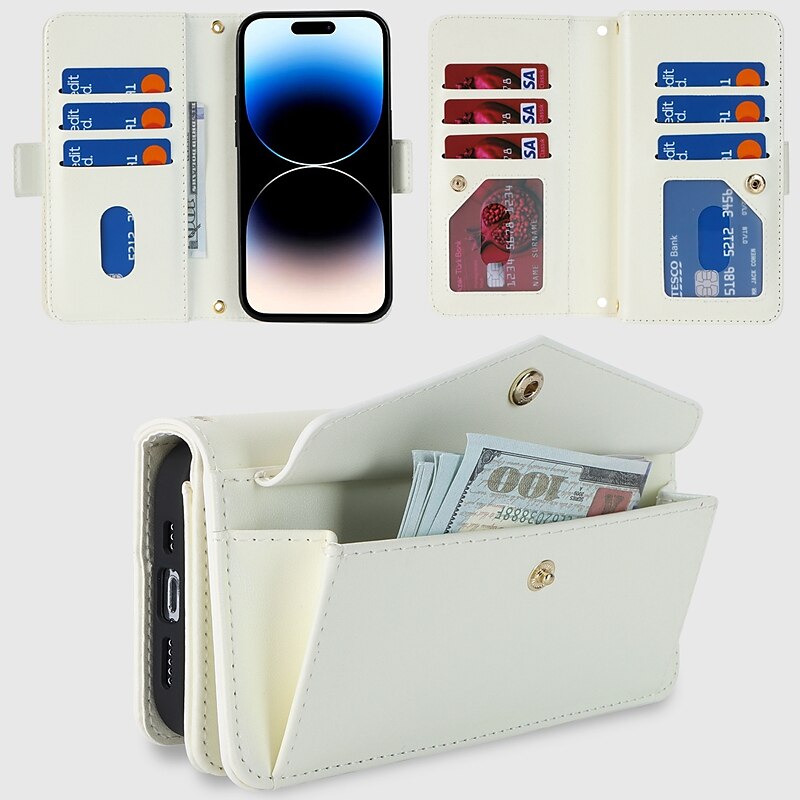 Phone Case For iPhone 15 Pro Max Plus iPhone 14 13 12 11 Pro Max Plus Back Cover Wallet Case with Stand Holder Magnetic with Lanyard Retro TPU PU Leather 2025 - $24.99 –P5