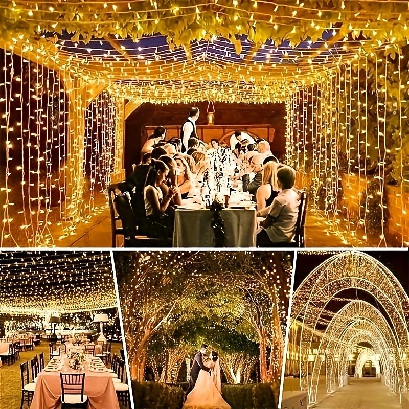 1τμχ led ηλιακό φωτιστικό κορδονιού, 4m-96leds 8 modes, αδιάβροχη κουρτίνα παγολαμπάκι νεράιδα χριστουγεννιάτικο φωτιστικό, οροφή, εμπορική διακόσμηση δρόμου 2025 - $14.99 –P4