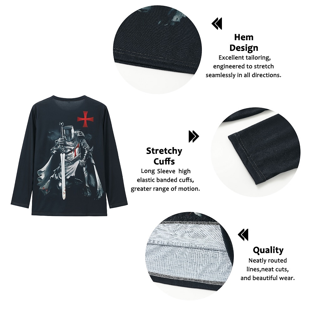 Bărbați Imprimeu Grafic Steagul american Steag Național Tricou tricou învechit Manșon Lung Tricou Tipărire 3D Stil Nautic Cămașă Epocă Sport Designer În aer liber Stradă Casual Kaki + Gri închis 2025 - $19.99 –P2