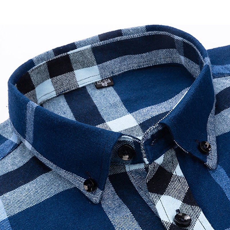 Per uomo Camicia Camicia casual Camicia a quadri Camicia con Bottoni Quadri All'aperto Abbigliamento quotidiano Rosso Blu Marrone Blu scuro Manica Lunga Bavero Autunno & Inverno Abbigliamento Tasca del 2026 a $46.99 –P7
