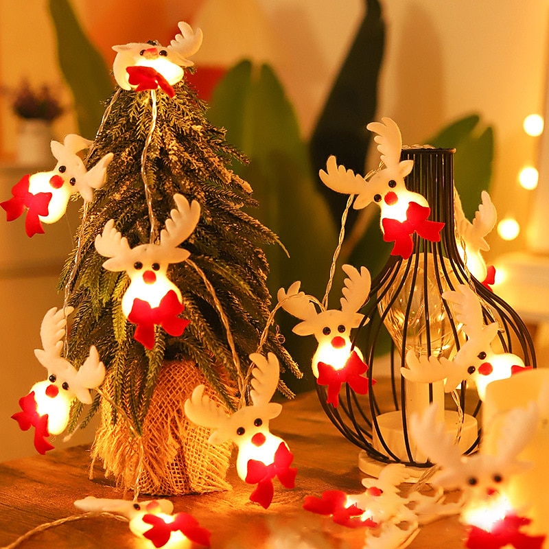 Гирлянды с огнями снеговика огни оленя длиной 1,5 м 10LED работающие от батареек украшения для вечеринки дома сада окна светильники для венка 2026 - $7.99 –P7