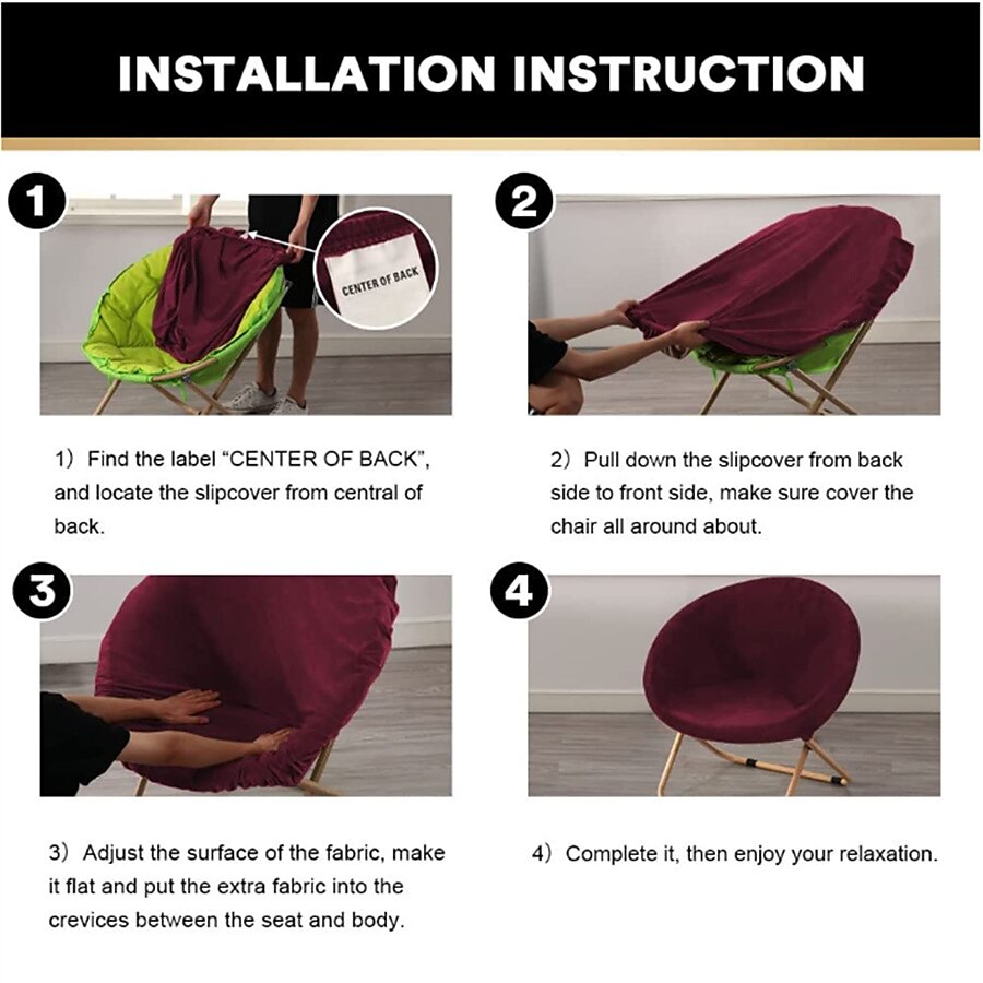 Funda de terciopelo para silla con platillo redondo, fundas para silla Moon, 1 pieza, funda elástica extraíble para silla Moon con parte inferior elástica para sala de estar 2025 - $27.99 –P4