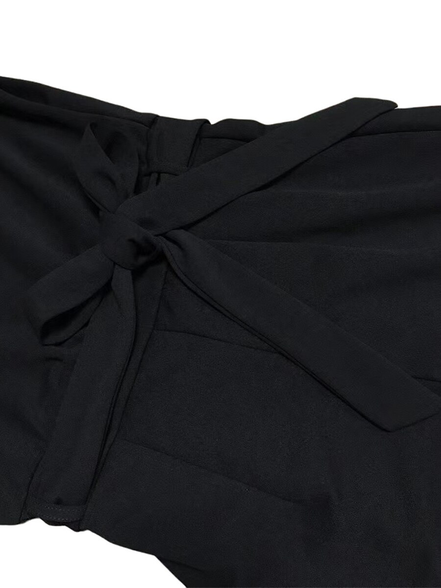 Női Szabályos Jumpsuitek Elegáns Tömör szín Hosszú ujj Terített nyak Fűzős Magas derék Munka Utca Normál Fekete Sárgabarack Ősz 2025 - GBP £41.54 –P12